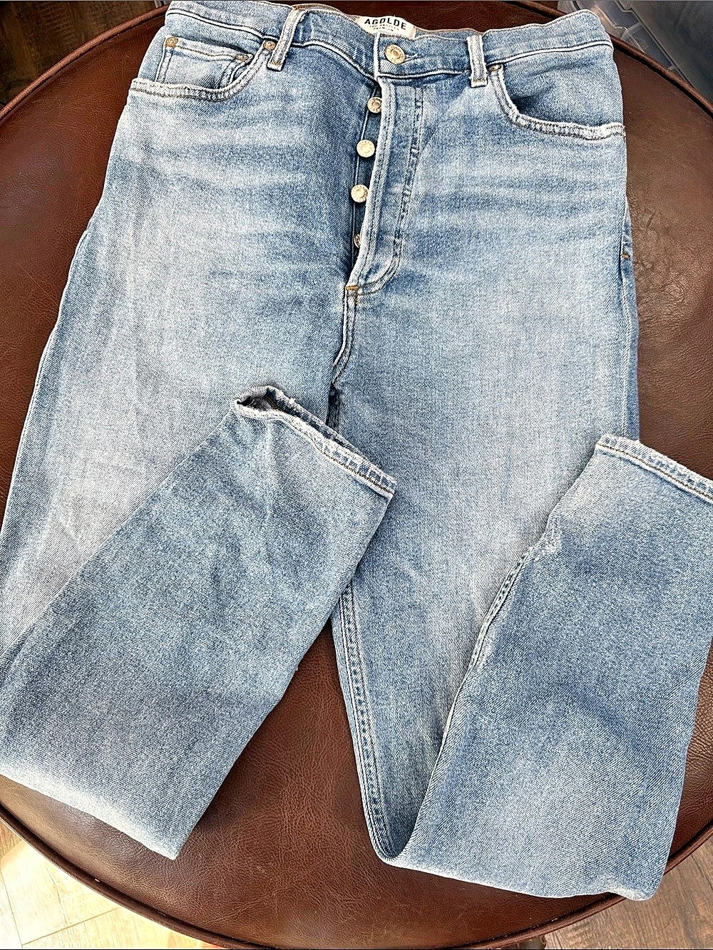 AGOLDE Riley High Rise Straight Crop Jeans in Blue